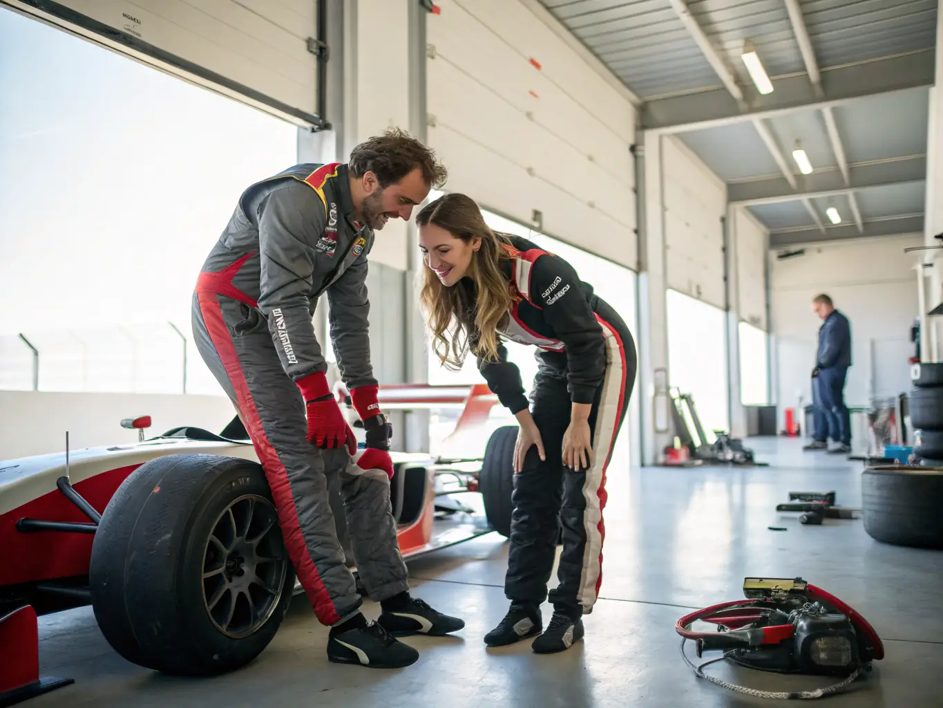 A focused image of participants working on a race car engine, highlighting the technical learning aspects of MCB RACING's programs, emphasizing hands-on experience and skill development.